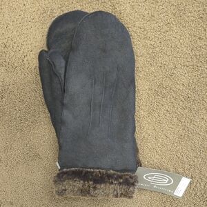 Black Lambskin Shearling Mittens
